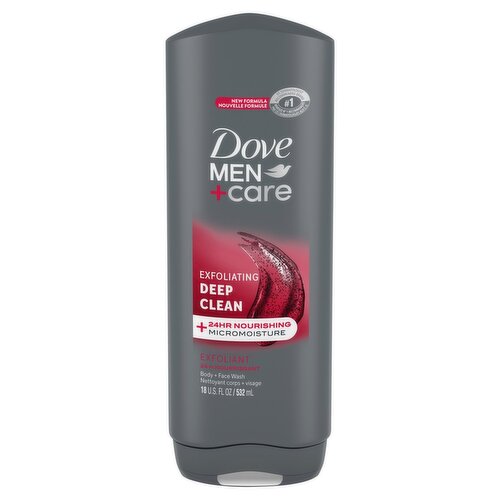 Dove Men+Care Exfoliating Deep Clean Body + Face Wash, 18 fl oz