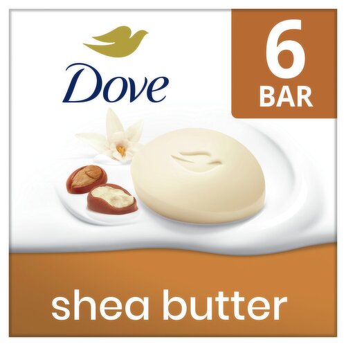 Dove Beauty Bar with Shea Butter & Vanilla Scent, 3.75 oz, 6 count