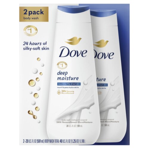 Dove Deep Moisture Body Wash, 20 fl oz, 2 count