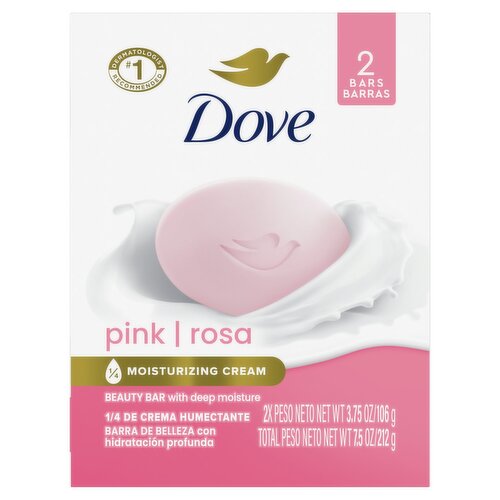 Dove Pink Rosa Beauty Bar, 3.75 count, 2 count