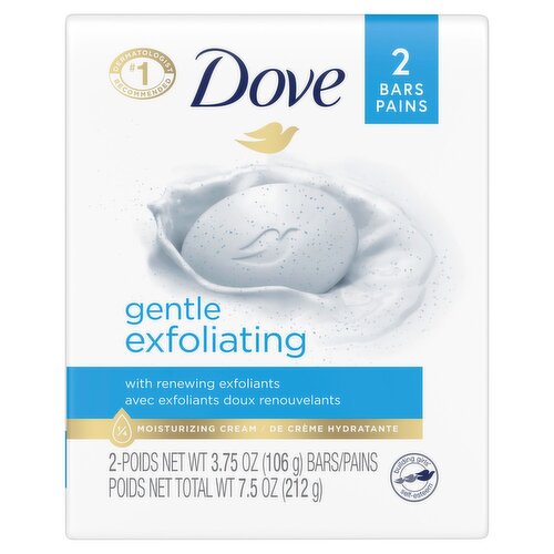 Dove Gentle Exfoliate Beauty Bar with Renewing Exfoliants, 3.75 oz, 2 count