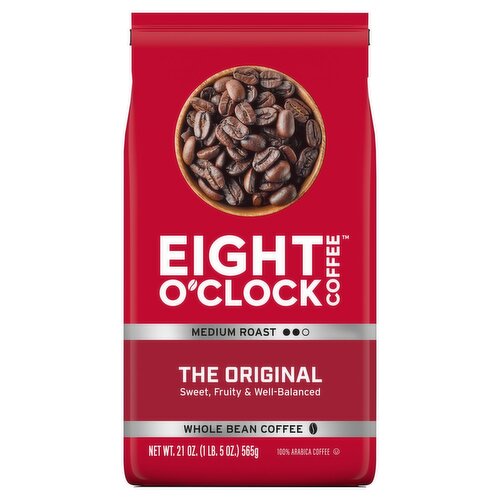 Eight O'Clock Coffee Medium Roast the Original Whole Bean 100% Arabica Coffee, 21 oz