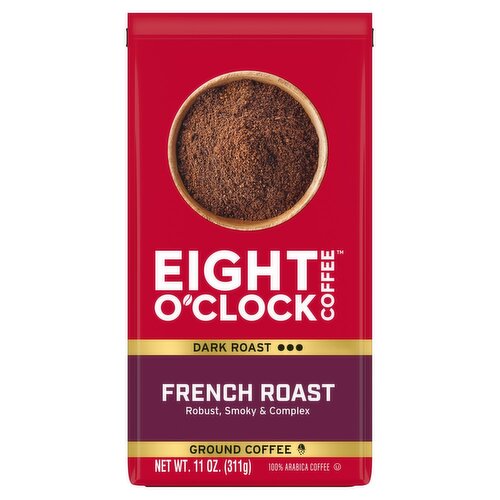 Eight O'clock Coffee French Roast Ground 100% Arabica Coffee, 11 oz