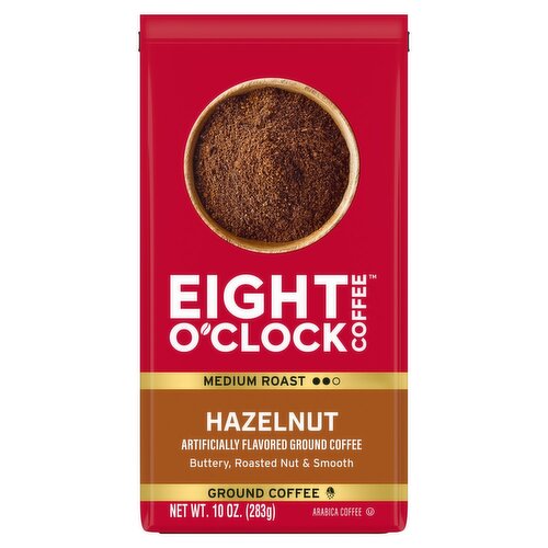 Eight O'Clock Coffee Medium Roast Hazelnut Ground Arabica Coffee, 10 oz