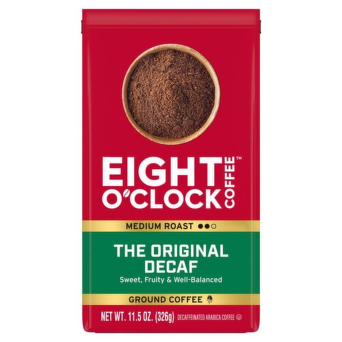 Eight O'Clock Coffee Medium Roast The Original Decaf Ground Decaffeinated Arabica Coffee, 11.5 oz