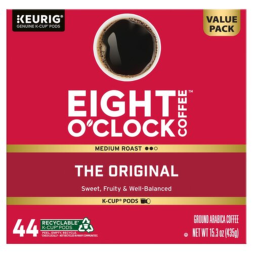 Eight O'clock Coffee The Original Ground Arabica Coffee K-Cup Pods Value Pack, 44 count, 15.3 oz