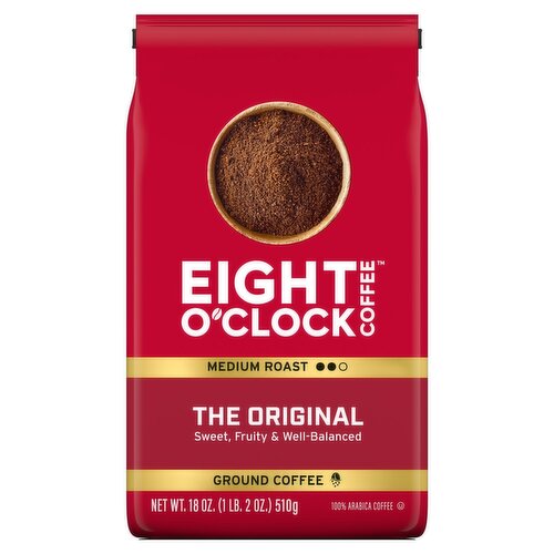 Eight O'Clock Coffee Medium Roast The Original Ground 100% Arabica Coffee, 18 oz