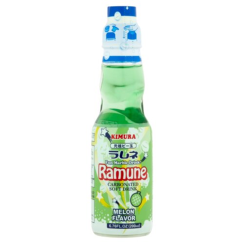 Kimura Ramune Melon Flavor Carbonated Soft Drink, 6.76 fl oz