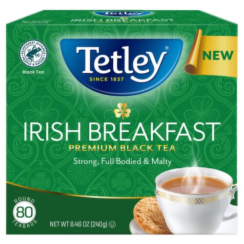 Tetley Irish Breakfast Premium Black Tea Bags, 80 count, 8.46 oz