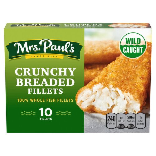 Mrs. Paul's Wild Caught Crunchy Breaded Fish Fillets, 10 count, 19 oz