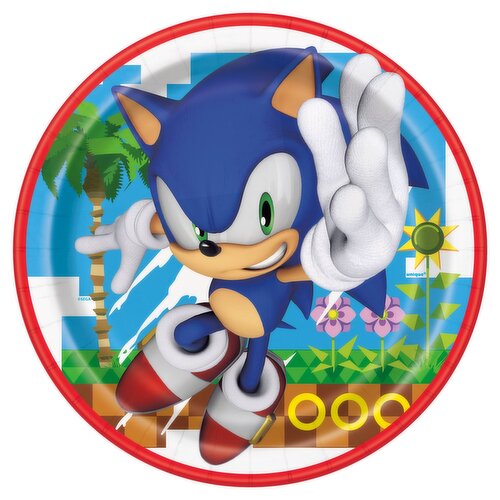 Unique Sonic The Hedgehog 8 1/2 in Plates, 8 count