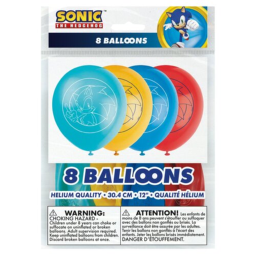 Unique Sonic The Hedgehog 12'' Balloons, 8 count