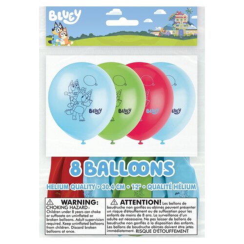 Unique Bluey Balloons, 8 count