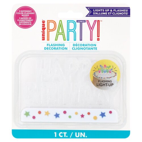 Unique Party! Flashing Happy Birthday Decoration, 1 count