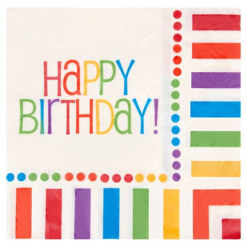 Unique Rainbow Birthday Napkins, 16 count