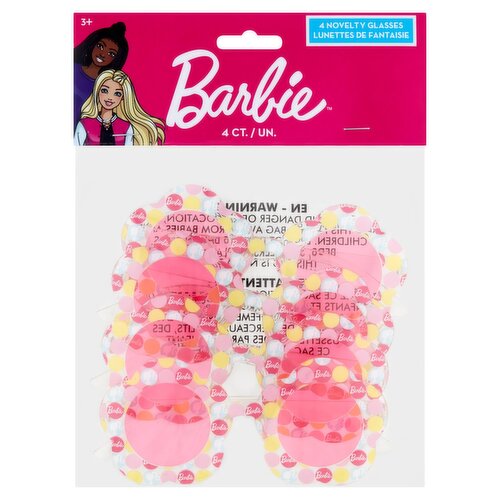 Barbie Novelty Glasses, 3+, 4 count