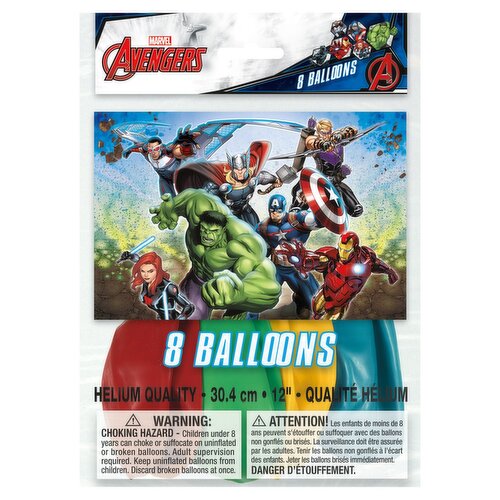 Unique Marvel Avengers 12" Balloons, 8 count