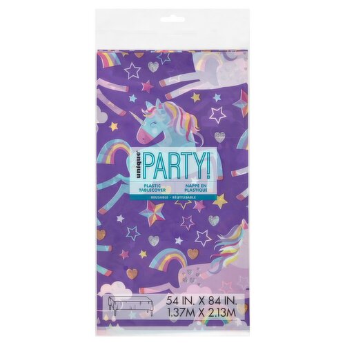 Unique Party! 54 in X 84 in Unicorn Plastic Tablecover