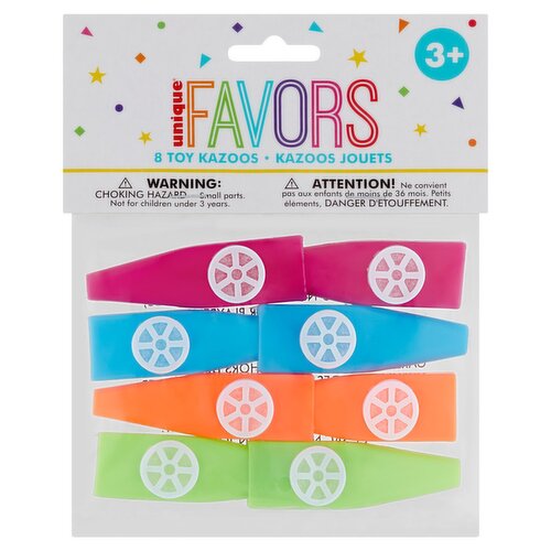 Unique Favors Toy Kazoos, 3+, 8 count