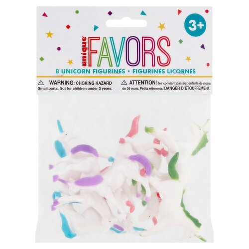 Unique Favors Unicorn Figurines, 3+, 8 count