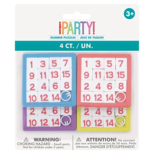 Unique Party! Number Puzzles, 3+, 4 count