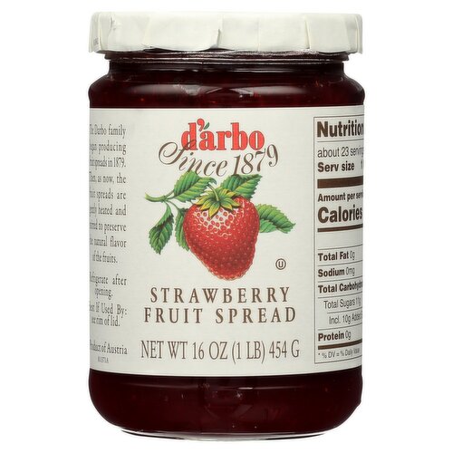 D'arbo Strawberry Fruit Spread, 16 oz