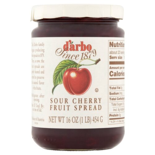 d'arbo Sour Cherry Fruit Spread, 16 oz