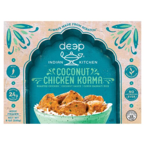 Deeр Indian Kitchen Coconut Chicken Korma Frozen Meal, 9 oz