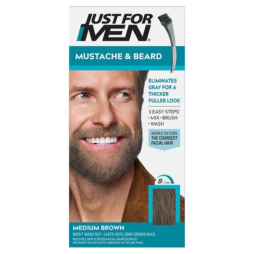 Just For Men Mustache & Beard M-35 Medium Brown Facial Haircolor Kit, multiple application