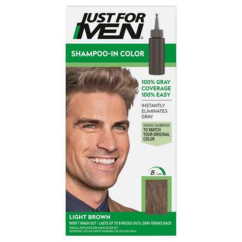 Just for Men Shampoo-In Color H-25 Light Brown Haircolor Kit, Single Application