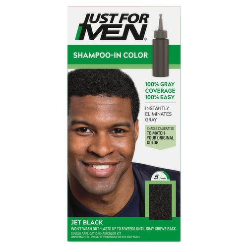 Just For Men Shampoo-In Color H-60 Jet Black Haircolor Kit, Single Application