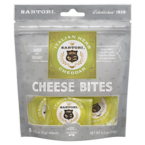 Sartori Italian Herb Cheddar Cheese Bites, 0.75 oz, 6 count