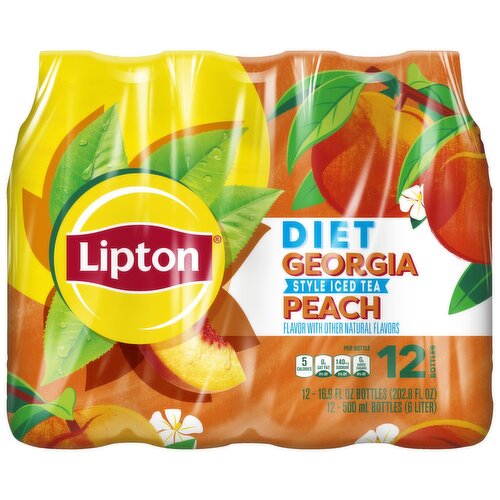 Lipton Diet Style Iced Tea Georgia Peach 16.9 Fl Oz, 12 Count