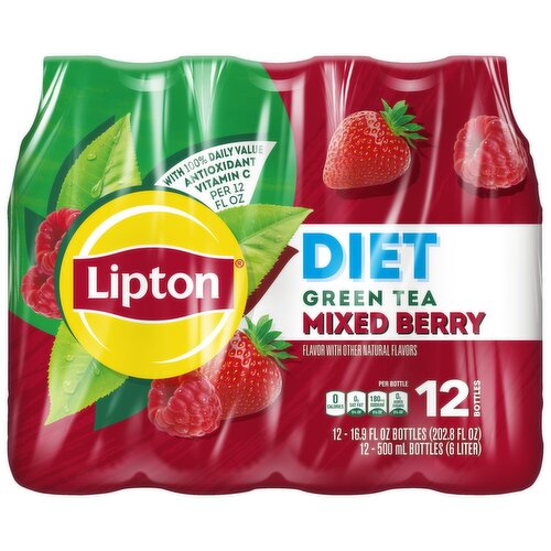 Lipton Diet Green Tea Mixed Berry 16.9 Fl Oz, 12 Count