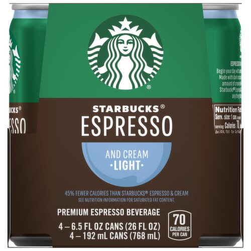 Starbucks Premium Espresso Beverage Espresso And Cream Light 6.5 Fl Oz 4 Count