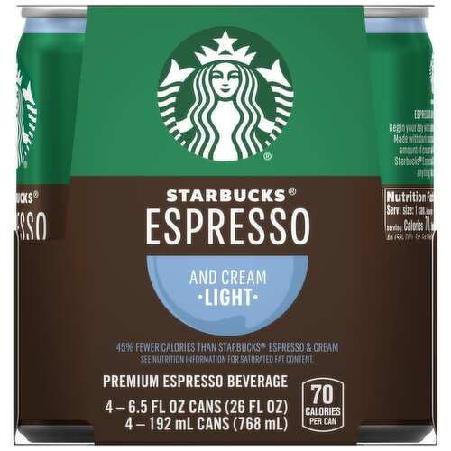 Starbucks Light Espresso and Cream Premium Beverage, 6.5 fl oz, 4 count