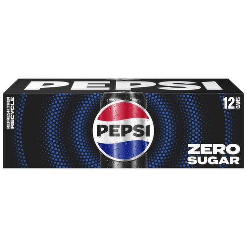 Pepsi Zero Sugar Soda Cola 12 Fl Oz, 12 Count