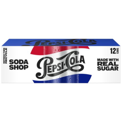 Pepsi Soda Shop Real Sugar Cola 12 Fl Oz, 12 Count