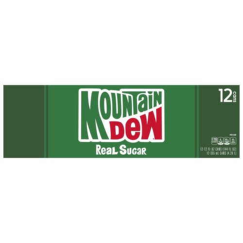 Mountain Dew Real Sugar Soda Citrus 12 Fl Oz 12 Count