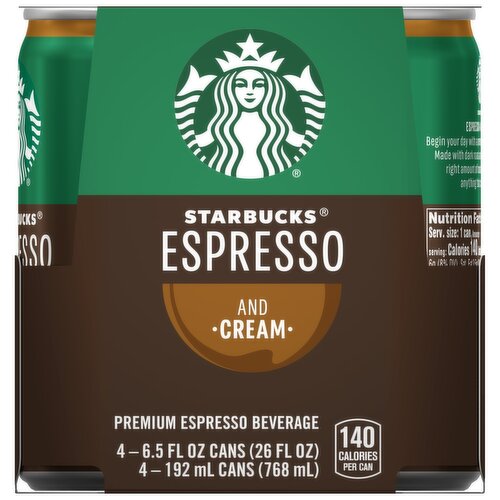 Starbucks Espresso Premium Beverage Espresso & Cream 6.5 Fl Oz 4 Count Cans