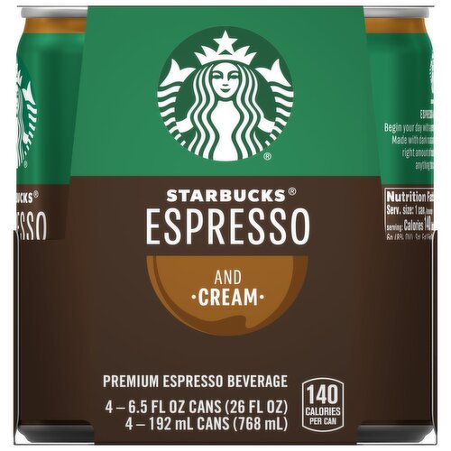 Starbucks Espresso and Cream Premium Espresso Beverage, 6.5 fl oz, 4 count