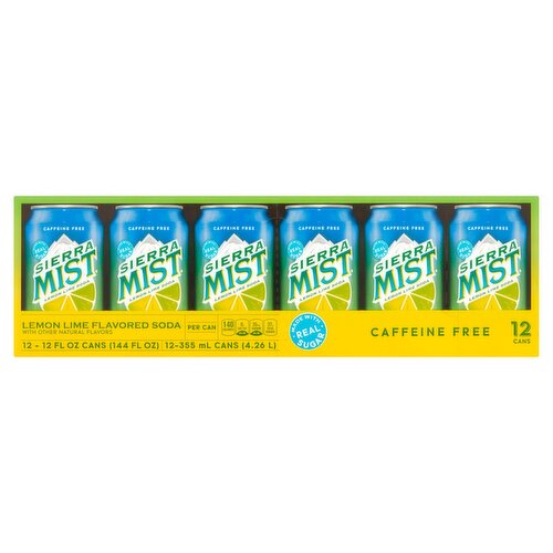 Sierra Mist Lemon Lime Flavored Soda, 12 fl oz, 12 count