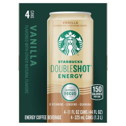 Starbucks Doubleshot Energy Vanilla Energy Coffee Beverage, 11 fl oz, 4 count