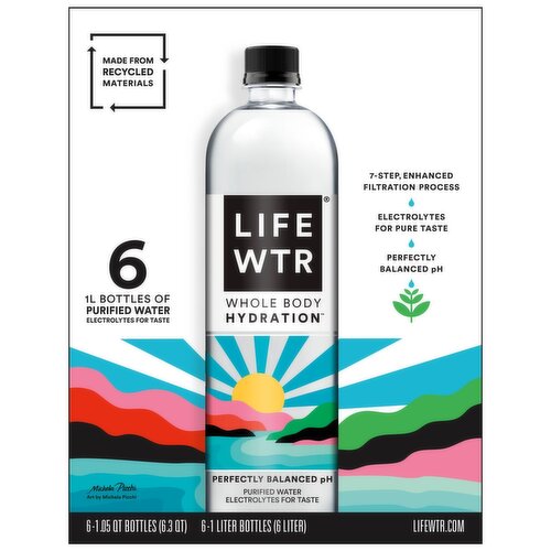 LifeWtr Purified Water 1 Liter, 6 Count