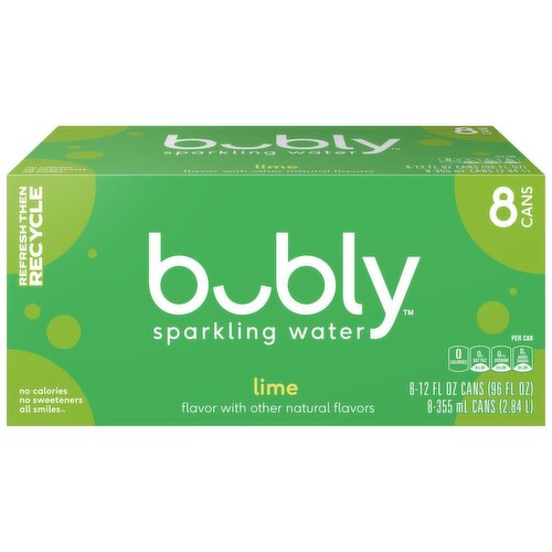 Bubly Sparkling Water Lime 12 Fl Oz 8 Count