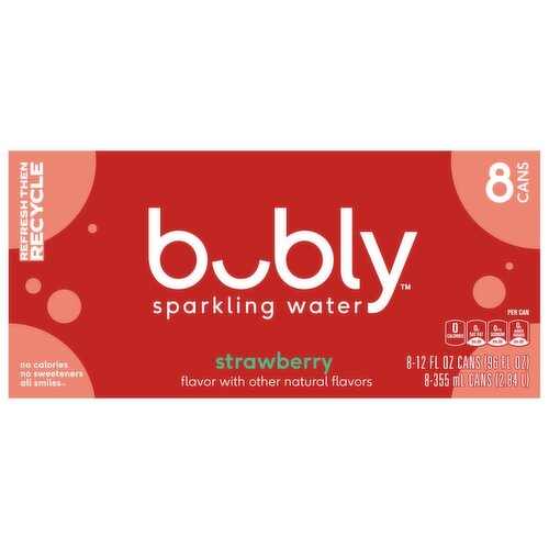 Bubly Sparkling Water Strawberry 12 Fl Oz 8 Count