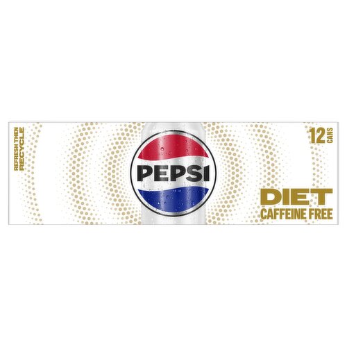 Pepsi Caffeine Free Diet Soda, 12 fl oz, 12 count