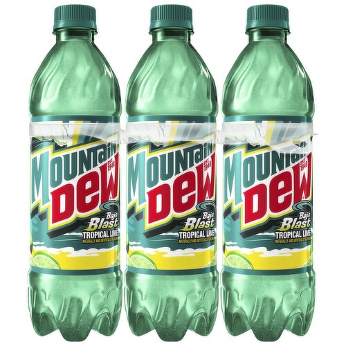 Mountain Dew Baja Blast Soda Tropical Lime 16.9 Fl Oz, 6 Count