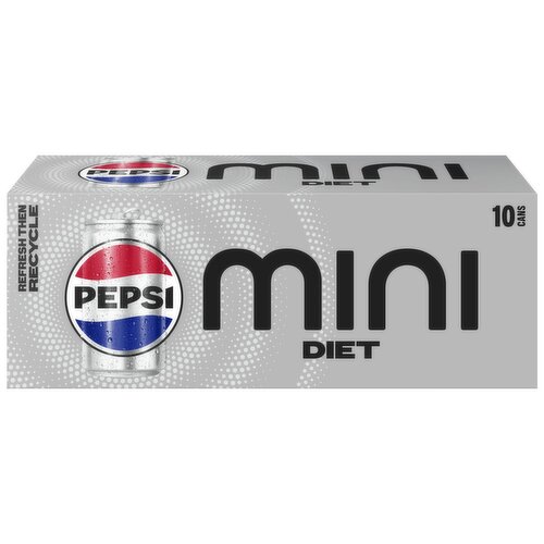 Pepsi Mini Diet Soda Cola 7.5 Fl Oz, 10 Count