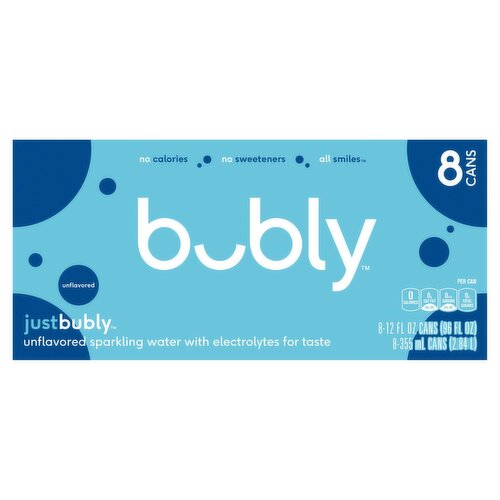 Bubly Just Bubly Sparkling Water, 12 fl oz, 8 count